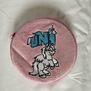 Vintage Uni Neopets CD Case 2005 Pink Plush Zipper 8 Disc DVD Game Software Case